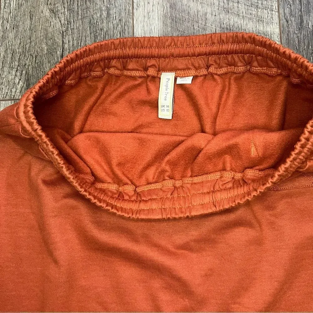 People Tree UK Rust Organic Cotton Pull On Skirt Size 10